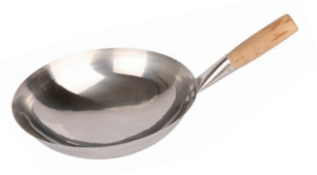 S/S WOK W/WOODEN HANDLE